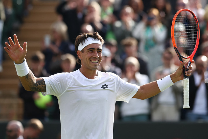 Sonríe Francisco Comesaña, que vive un Wimbledon impensado. Foto: AFP