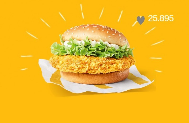 Hamburguesa de pollo picante de los McDonald's chinos. Foto: McDonald's