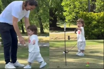 El tierno video de Gastón Gaudio con su hijo Vicente, un crack jugando al golf: ¿el Gato tiene escondido a un nuevo Tiger Woods?