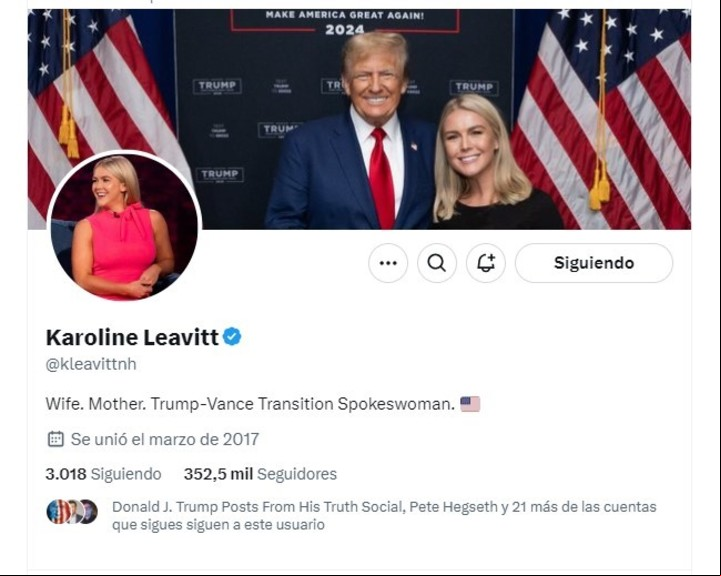 Karoline Leavitt, la nueva vocera de la Casa Blanca de la istración Trump.