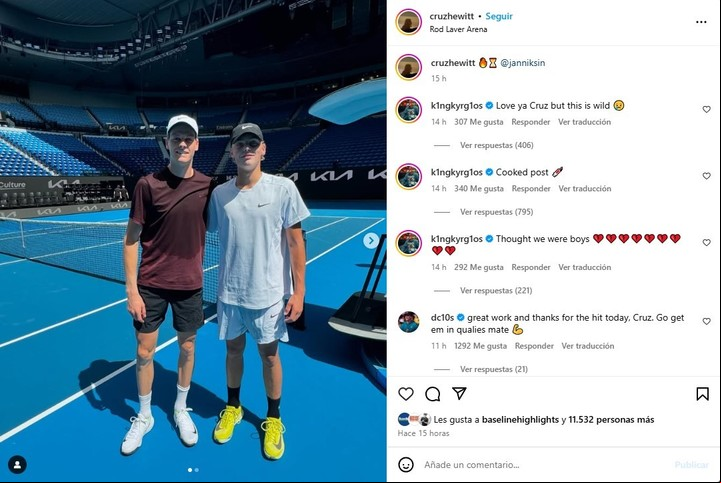 El ácido comentario de Nick Kirgios en la publicación de Cruz Hewitt. Foto: Instagram