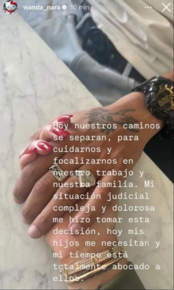 Wanda Nara anunció su separación de L-Gante. Foto: Instagram