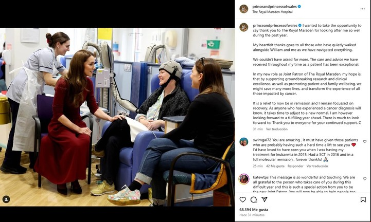 El posteo en Instagram de la princesa Kate. Foto: IG / @princeandprincessofwales