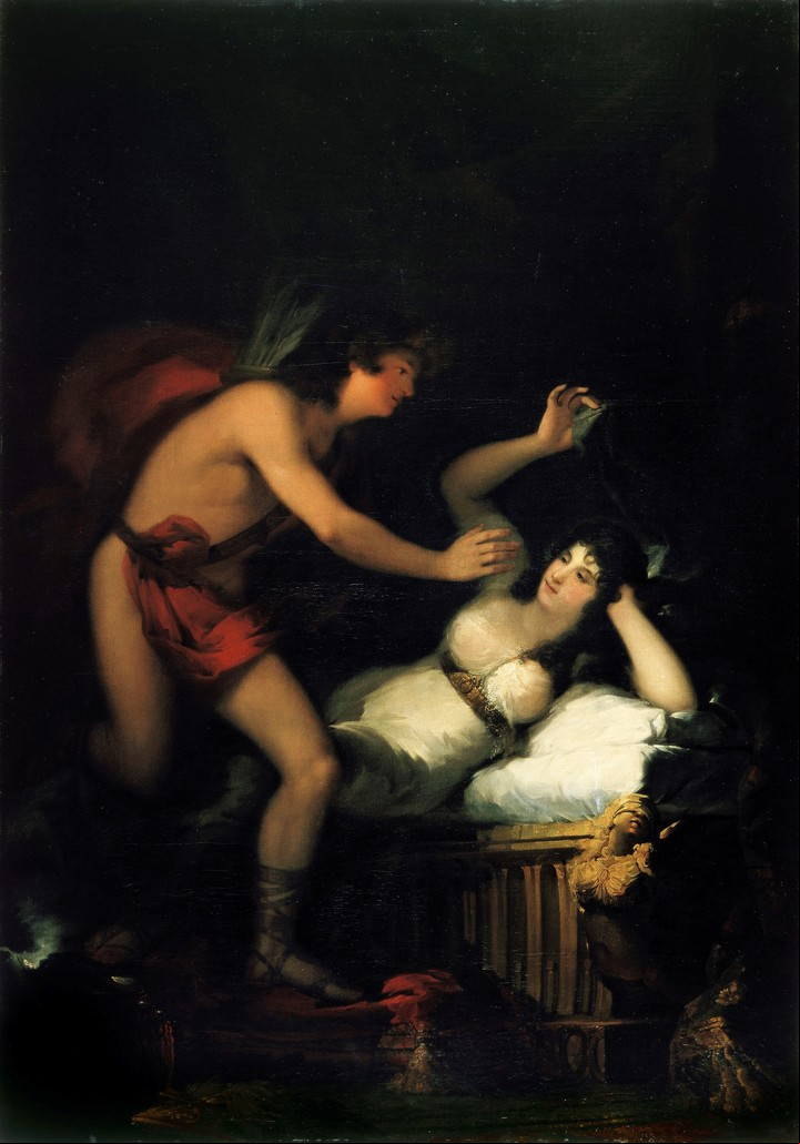 "Alegoría del amor", tambièn conocida como "Cupido y Psique", de Goya. Hasta 1928 parte de la colección de la marquesa de Bermejillo del Rey; pasó a la de sc Cambó. Él la legó en 1949 al Museo Nacional de Arte de Catalunya, donde ingresó en 1954.