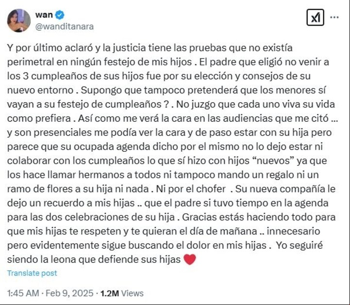Wanda Nara fulminó a Mauro Icardi por faltar a los cumpleaños de sus hijos pero ir al de Magnolia. Foto: Instagram