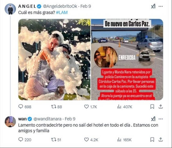 Wanda Nara contestó las versiones replicadas por Ángel de Brito. Crédito: Twitter
