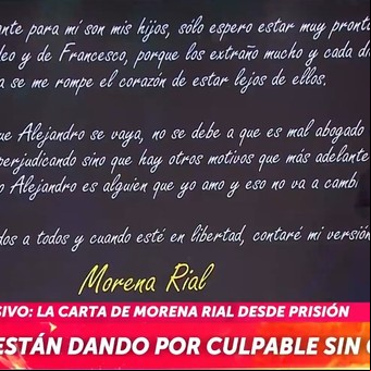 La carta abierta de Morena Rial desde su detención: "Lo más importante para mí son mis hijos"