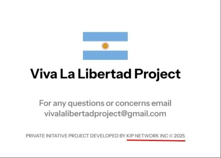 La firma que figura debajo del sitio "Viva La Libertad Project".