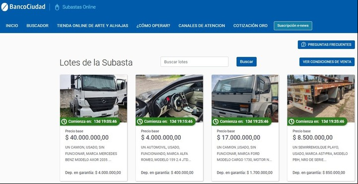 Esta es una buena oportunidad para adquirir vehículos a precios competitivos. Foto: subastas.bancociudad.com.ar.
