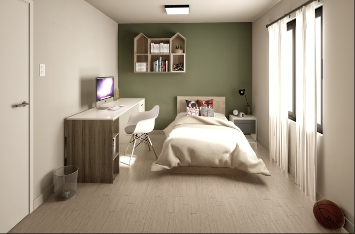 Interiores luminosos y con el living comedor integrado.