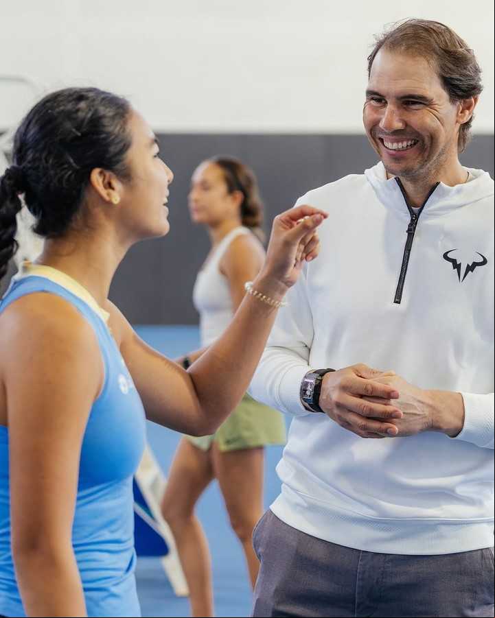 Eala y Nadal en una jornada en la Academia de Mallorca, en febrero. Foto Instagram @rafanadalacademy