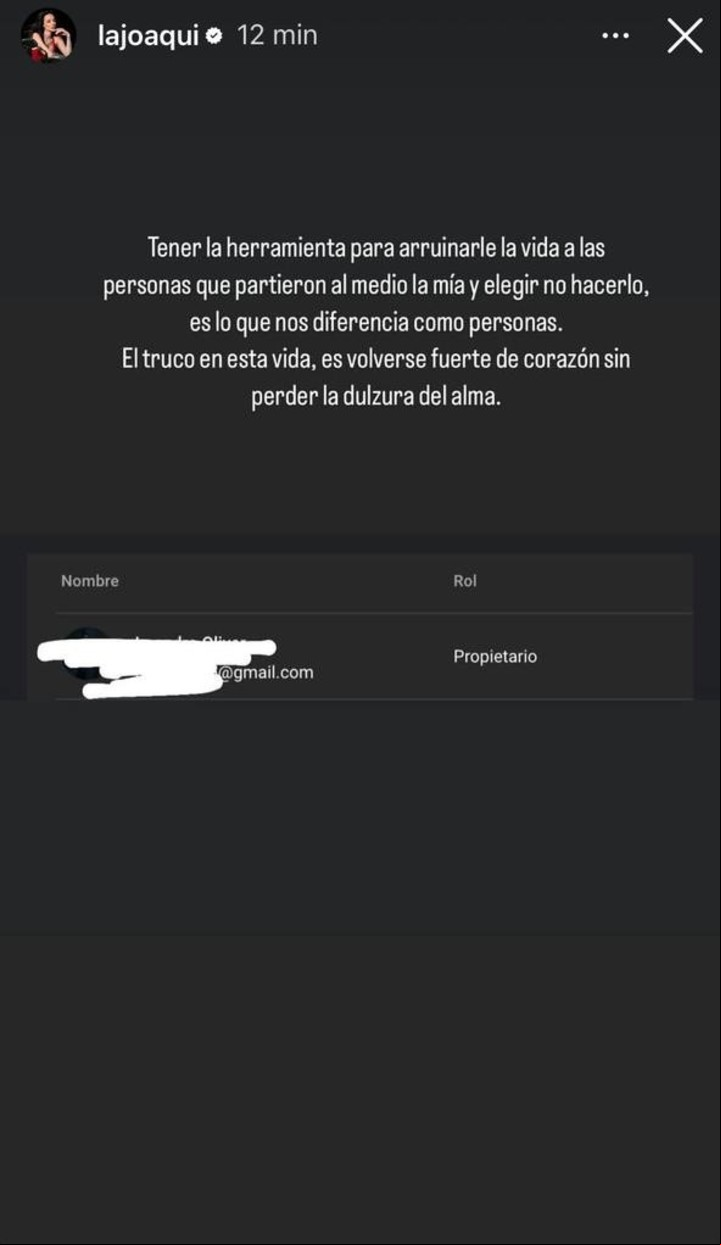La dolorosa noticia profesional que recibió La Joaqui. Foto: Instagram
