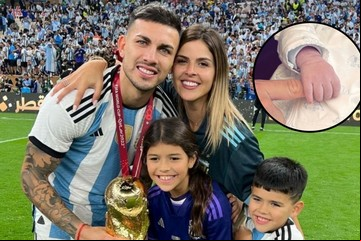 Nació Lautaro, el tercer hijo de Leandro Paredes y Camila Galante