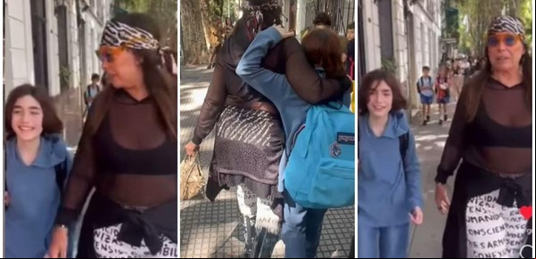 Moria Casán fue a buscar a su nieto Dante a la puerta del colegio y revolucionó a todos