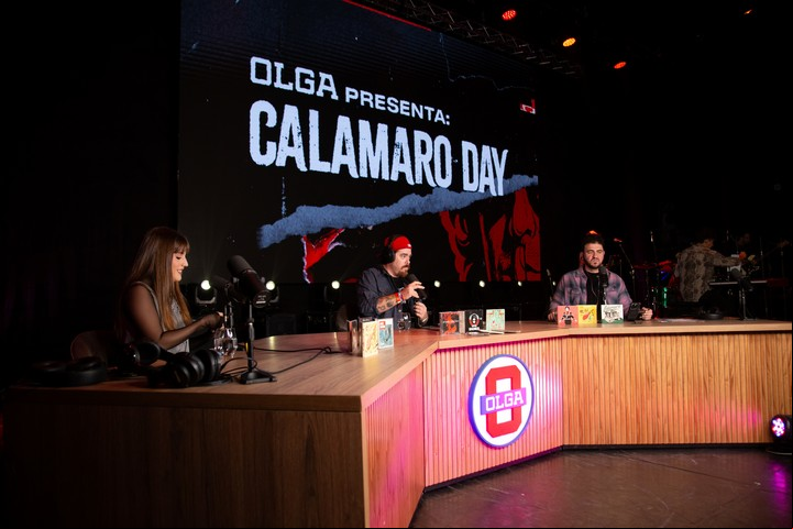 Los conductores del Calamaro Day que organizó Olga, en el Teatro Opera. Foto de prensa