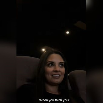 Fue al cine con su esposo y en la pantalla apareció un video de su boda: "Tantas emociones"