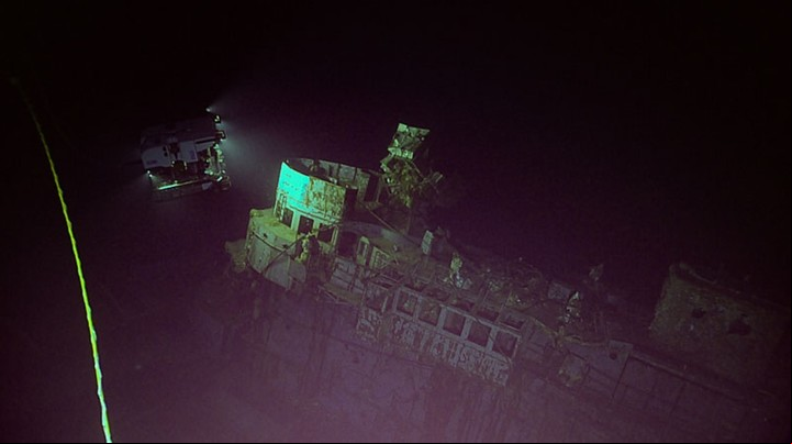 Imágenes de los restos del USS Yorktown (NOAA Ocean Exploration, 2025 Beyond the Blue).