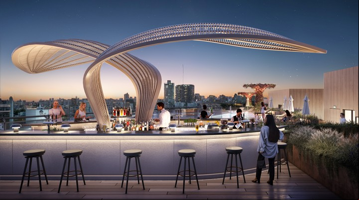 El roofbar, uno de los principales atractivos del complejo de usos mixtos.