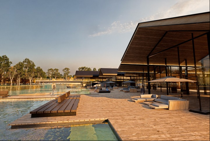 El club house tendrá amplios espacios para el relax, solarium y piscinas.