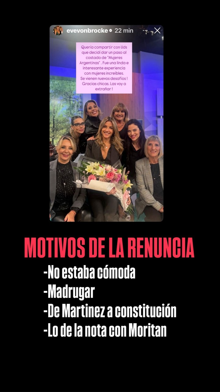 Los motivos de la renuncia de Evelyn Von Brocke. Foto: Instagram