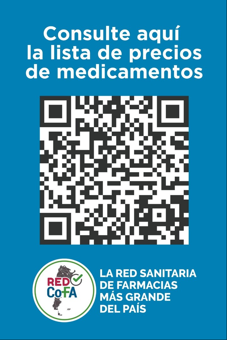 El código QR distribuido en las farmacias, en el que aparece el listado de medicamentos y precios.