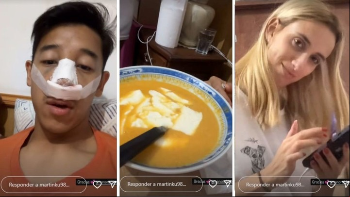 Martín Ku, en su casa, luego de recibir el alta médica. Fotos:capturas video Instagram.