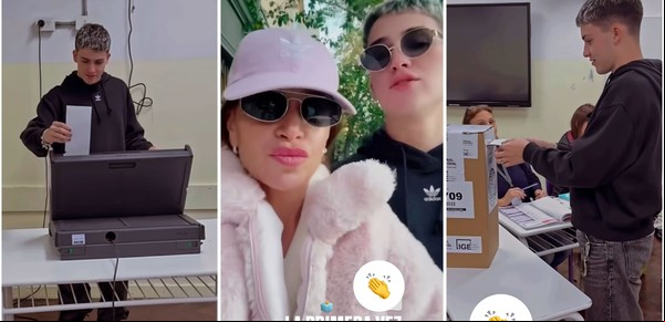 Flor Peña acompañó a su hijo Juan a votar por primera vez: el divertido video que compartió en redes