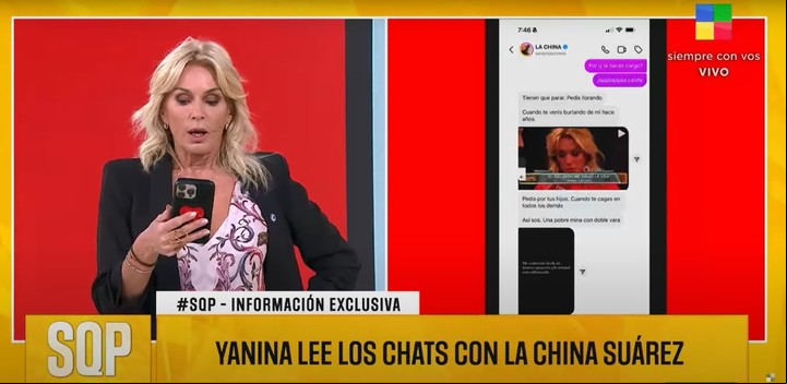 Yanina Latorre reveló los mensajes que intercambió con la China Suárez.