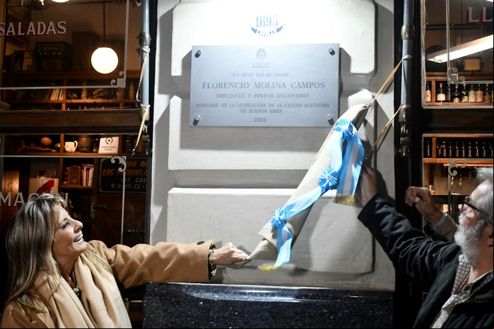 Homenaje de la Legislatura porteña a Florencio Molina Campos en el Almacén y Bar Lavalle.